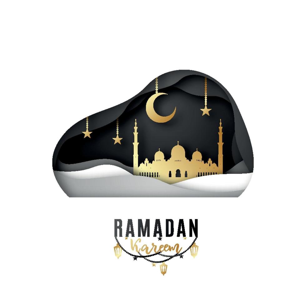 design de cartão de felicitações por ocasião do mês sagrado muçulmano ramadan kareem vetor