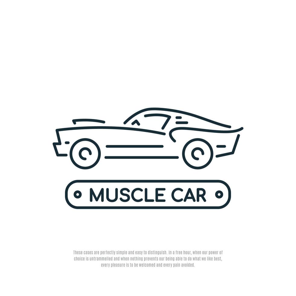 ícone da linha de muscle car. símbolo do carro. estilo do forro. vetor