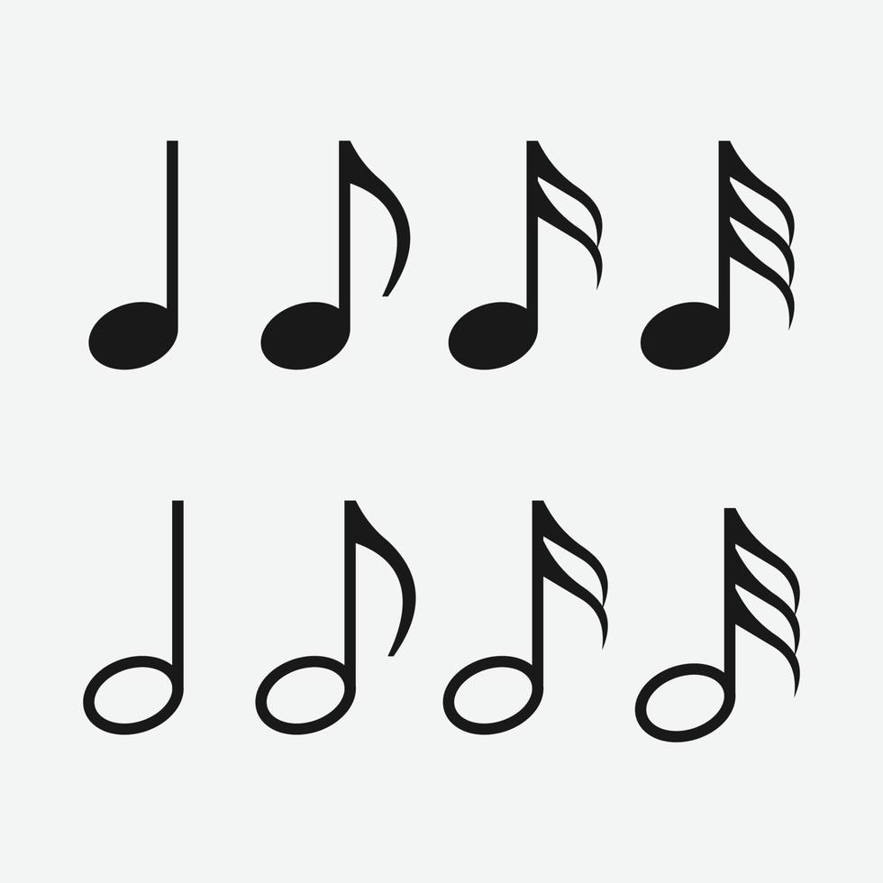 ilustração em vetor de conjunto de ícones de notas musicais