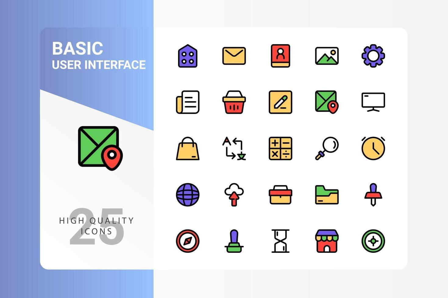 pacote básico de ícones de interface do usuário para o design do seu site, logotipo, aplicativo, interface do usuário. design básico de cor linear do ícone da interface do usuário. ilustração de gráficos vetoriais e curso editável. eps 10. vetor