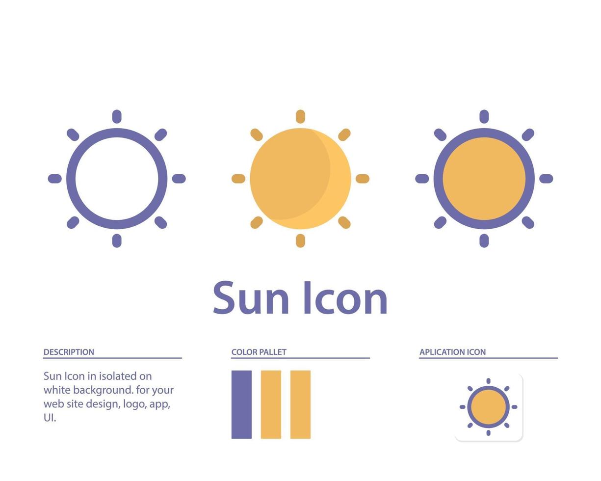 ícone do sol em isolado no fundo branco. para o design do seu site, logotipo, aplicativo, interface do usuário. ilustração de gráficos vetoriais e curso editável. eps 10. vetor