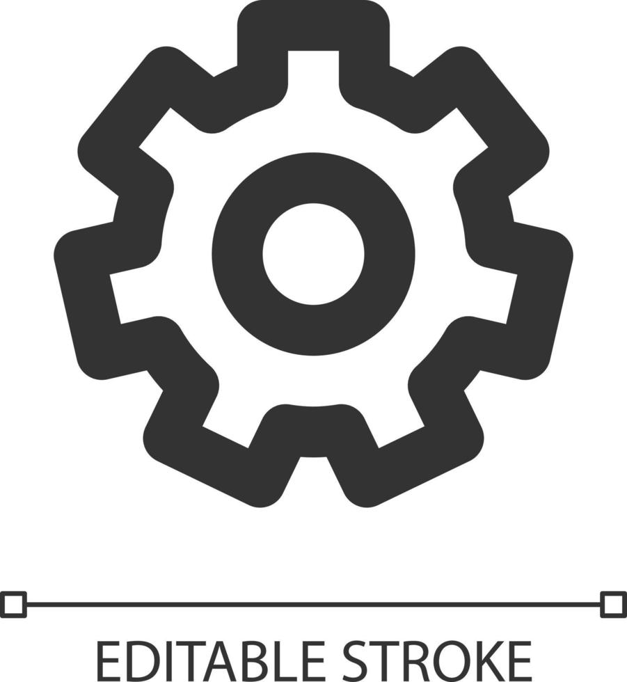 configurações engrenagem pixel perfeito linear ui ícone. dispositivo configuração. desenvolvedor modo. configurar. gui, ux Projeto. esboço isolado do utilizador interface elemento para aplicativo e rede. editável acidente vascular encefálico vetor