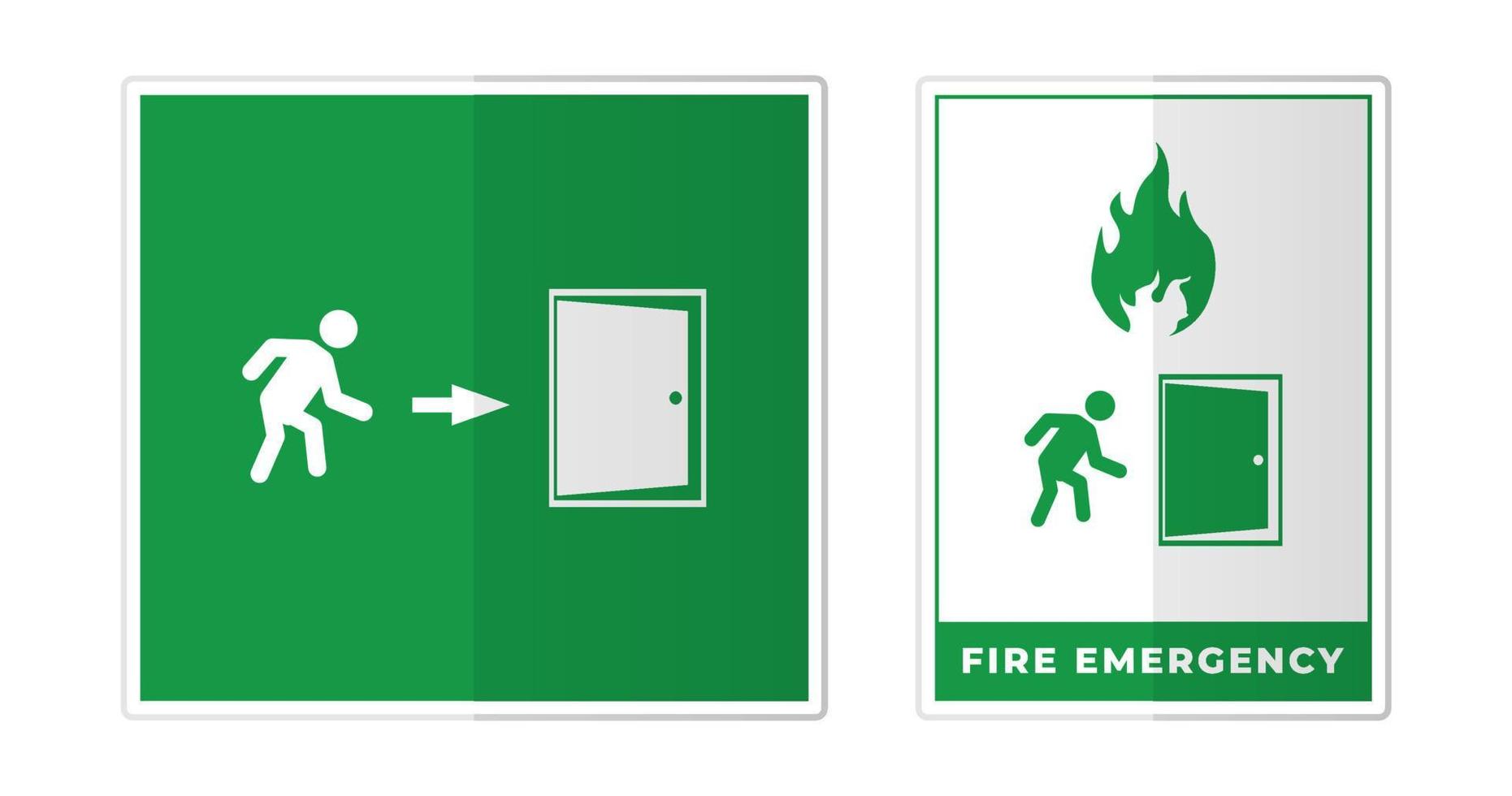 fogo emergência Saída placa rótulo símbolo ícone vetor ilustração