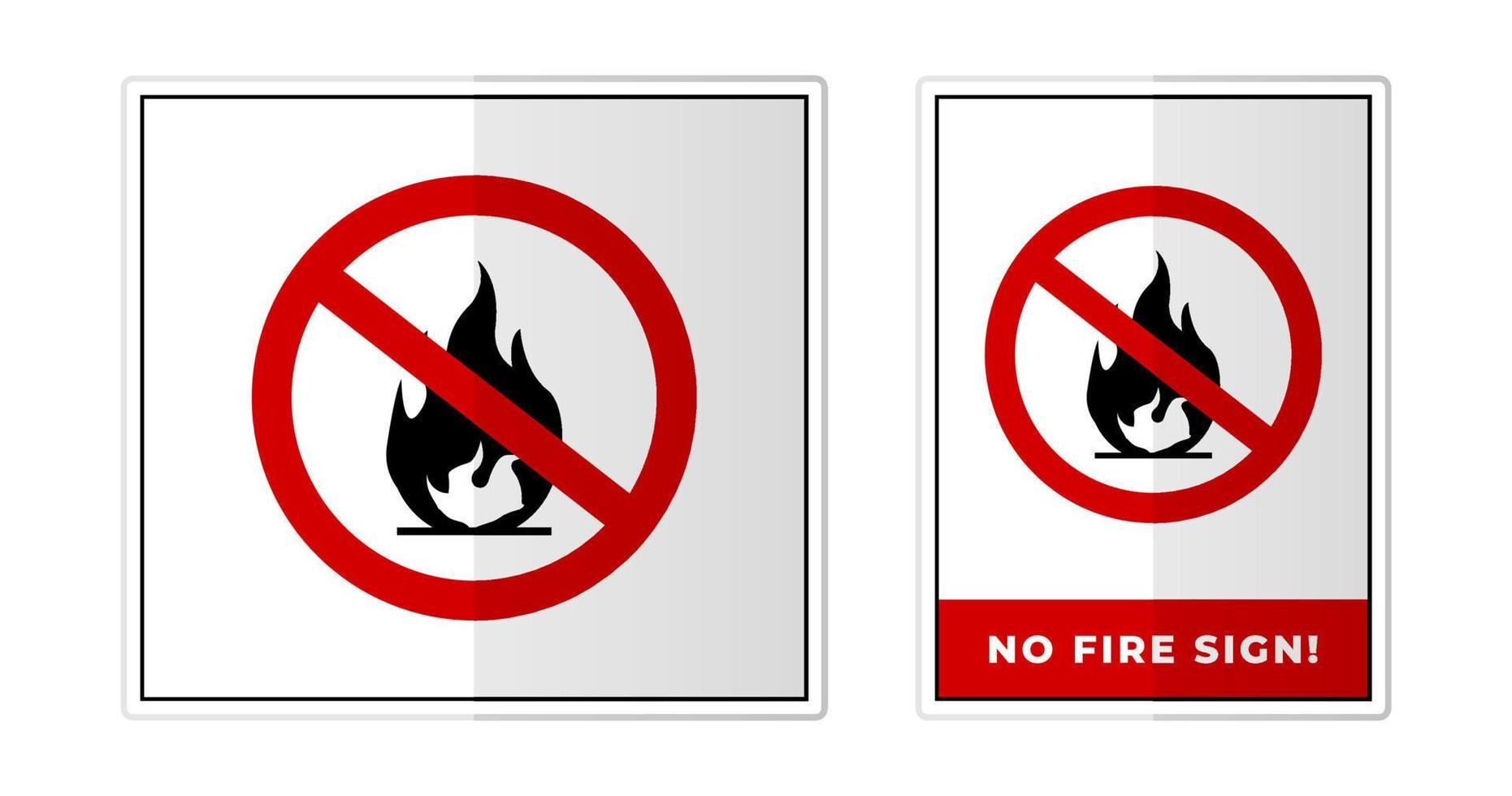 não fogo placa rótulo símbolo ícone vetor ilustração