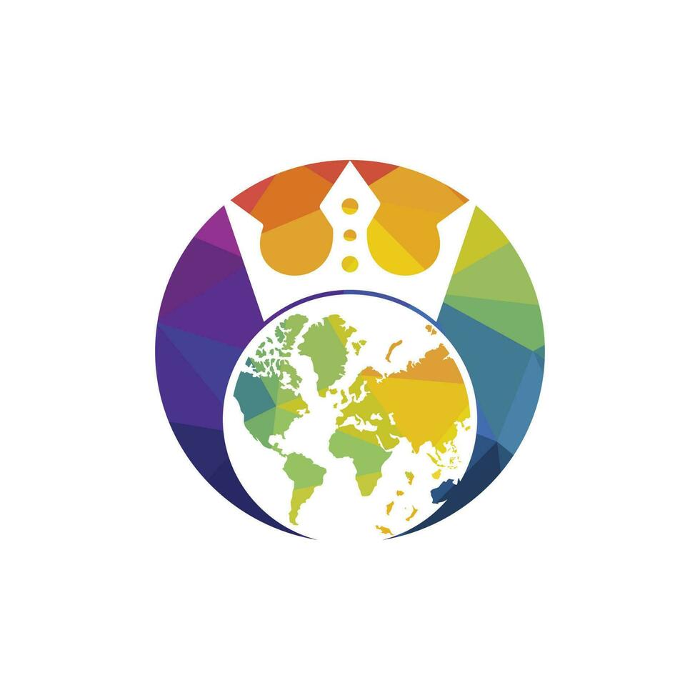 design de logotipo de vetor do planeta rei. design de ícone do logotipo do rei do globo.