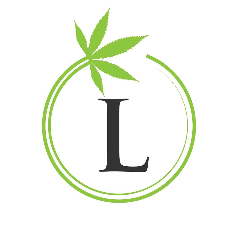 cannabis maconha logotipo em carta eu conceito para saúde e médico terapia. maconha, cannabis placa modelo vetor