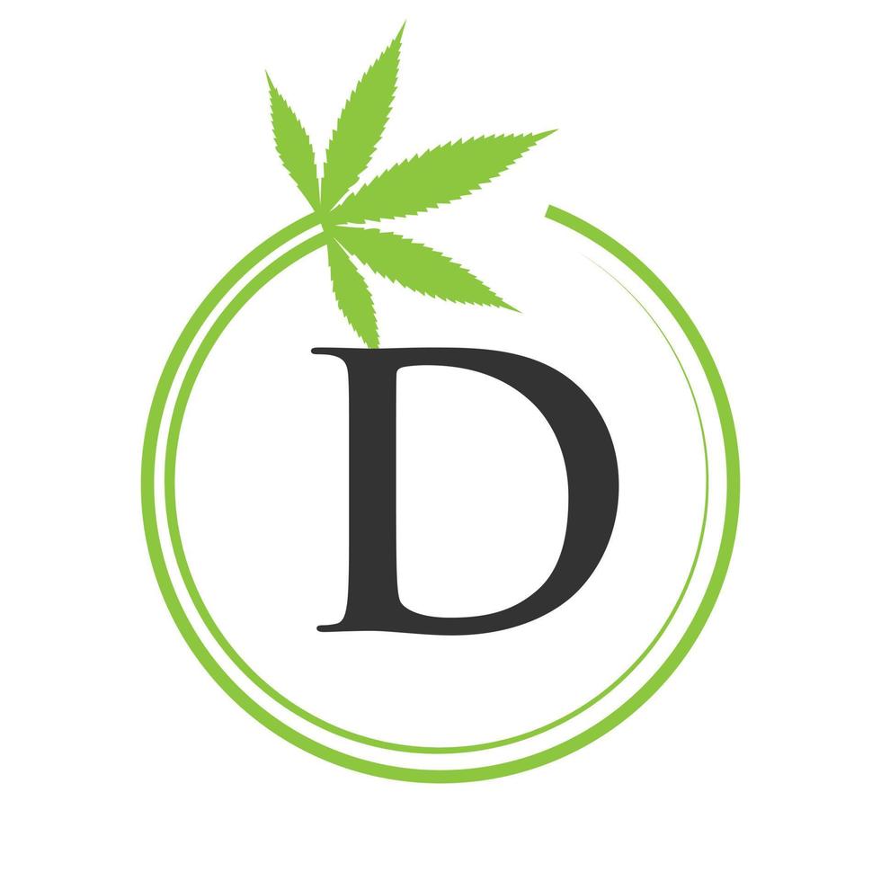 cannabis maconha logotipo em carta d conceito para saúde e médico terapia. maconha, cannabis placa modelo vetor