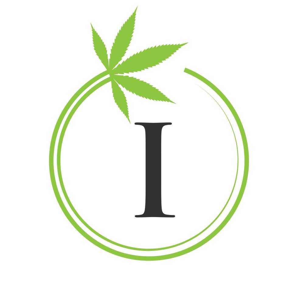 cannabis maconha logotipo em carta Eu conceito para saúde e médico terapia. maconha, cannabis placa modelo vetor