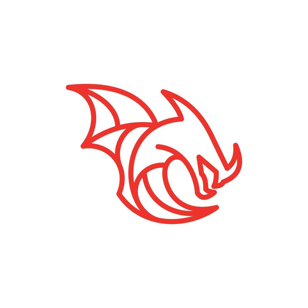 Dragão asas linha moderno criativo logotipo vetor