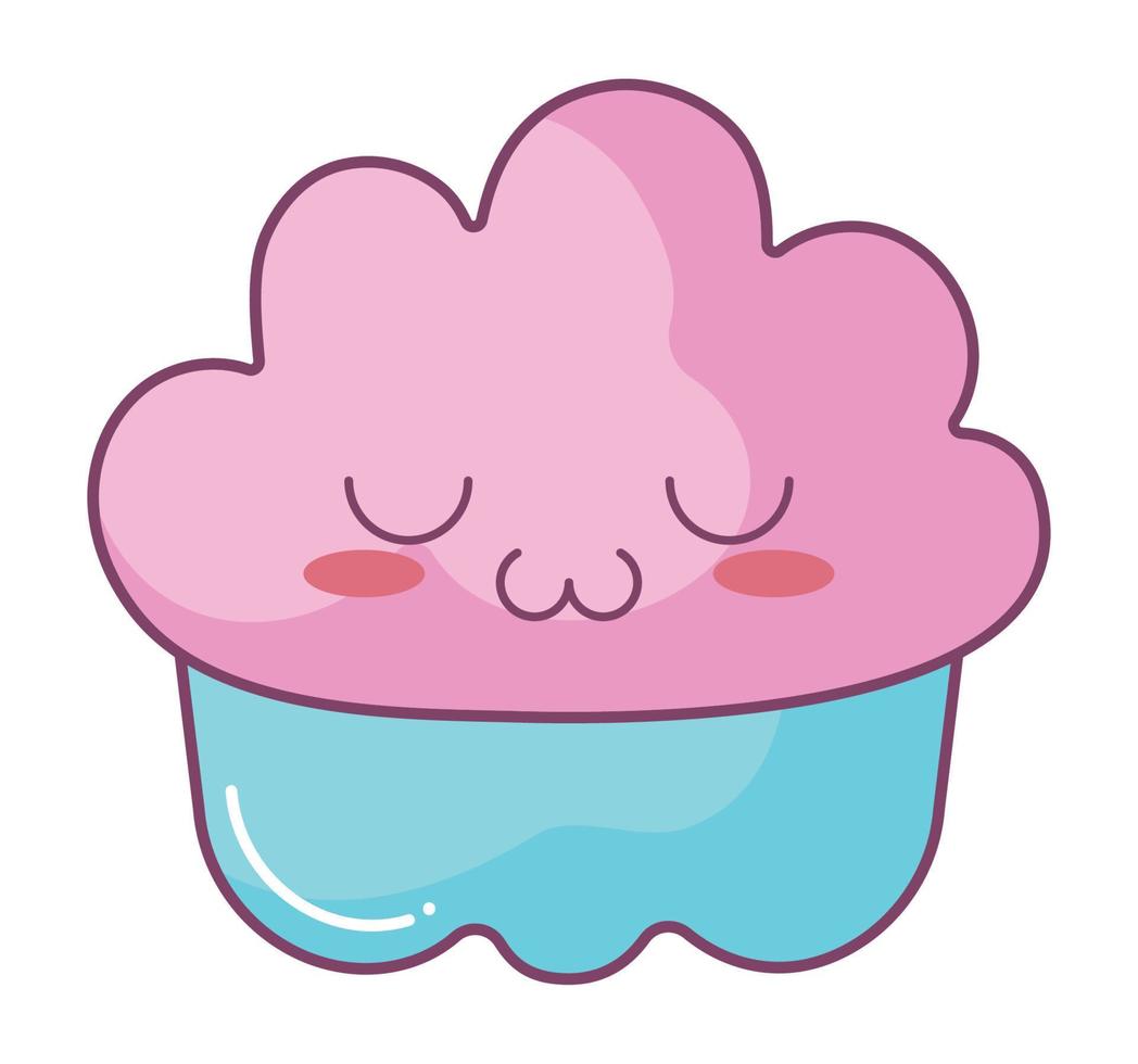 cupcake rosa kawaii vetor