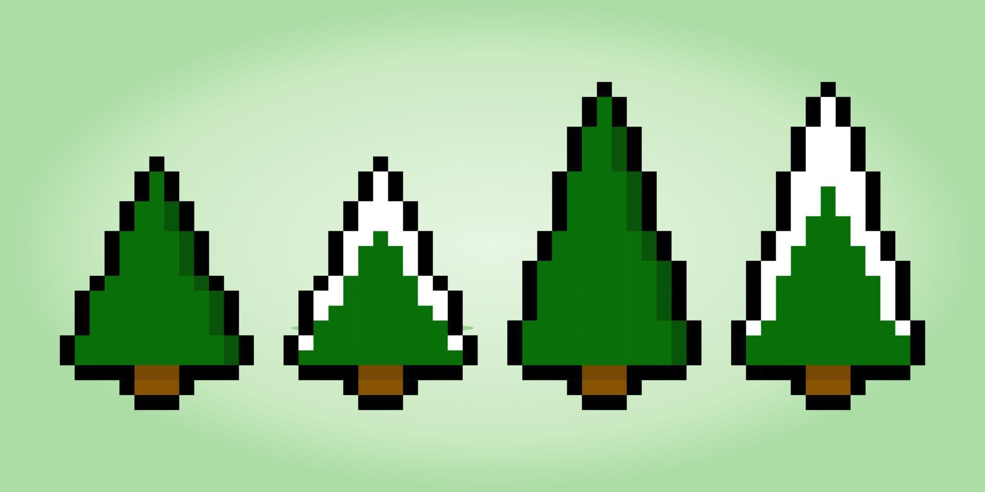 Pinheiro de pixel de 8 bits. ilustrações vetoriais para ativos de jogos e padrões de ponto cruz. vetor