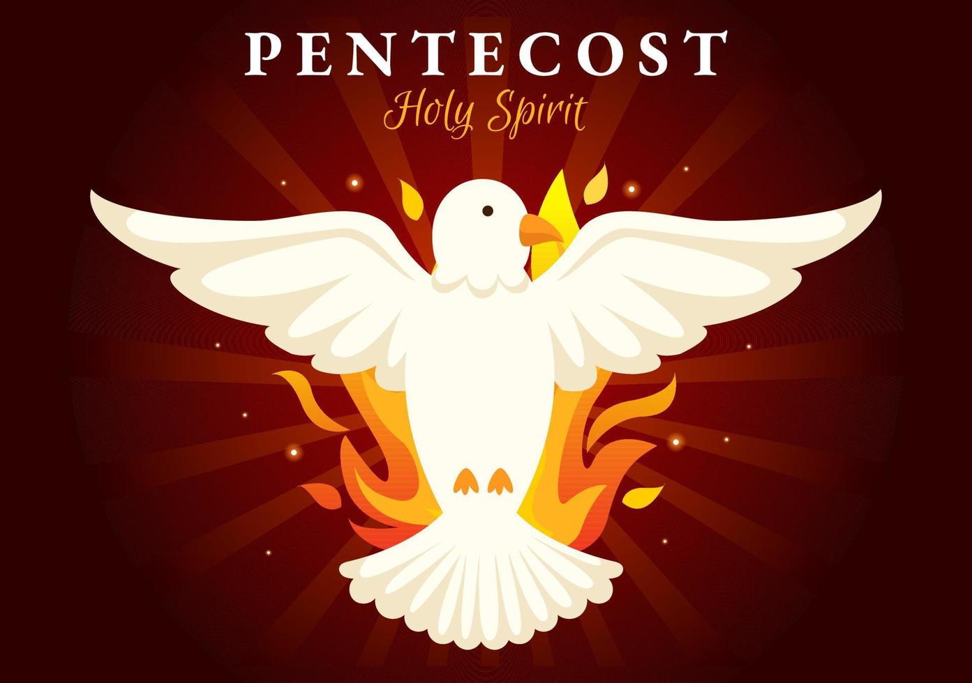 pentecostes domingo ilustração com chama e piedosos espírito pomba dentro católicos ou cristãos religioso cultura feriado plano desenho animado mão desenhado modelos vetor