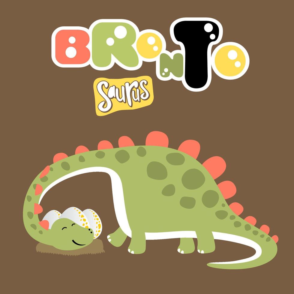 feliz dinossauro com Está ovos, vetor desenho animado ilustração