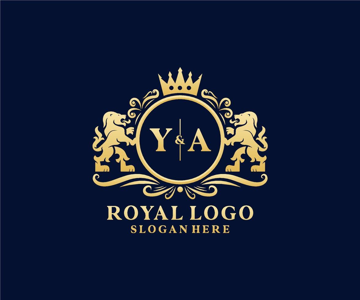 inicial ya carta leão modelo de logotipo de luxo real em arte vetorial para restaurante, realeza, boutique, café, hotel, heráldica, joias, moda e outras ilustrações vetoriais. vetor