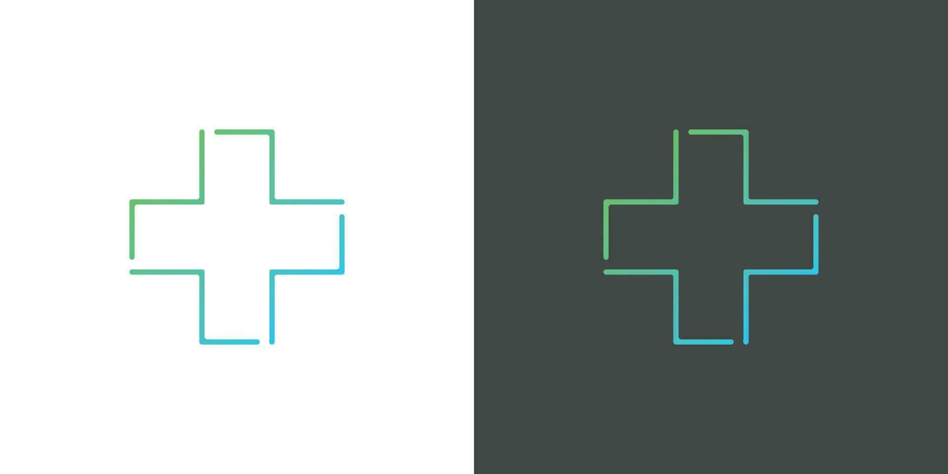 moderno saúde mais logotipo Projeto ilustração. silhueta gradiente linha símbolo combinação mais médico Cruz. minimalista moderno Projeto adequado para rede e aplicativo ícones. vetor