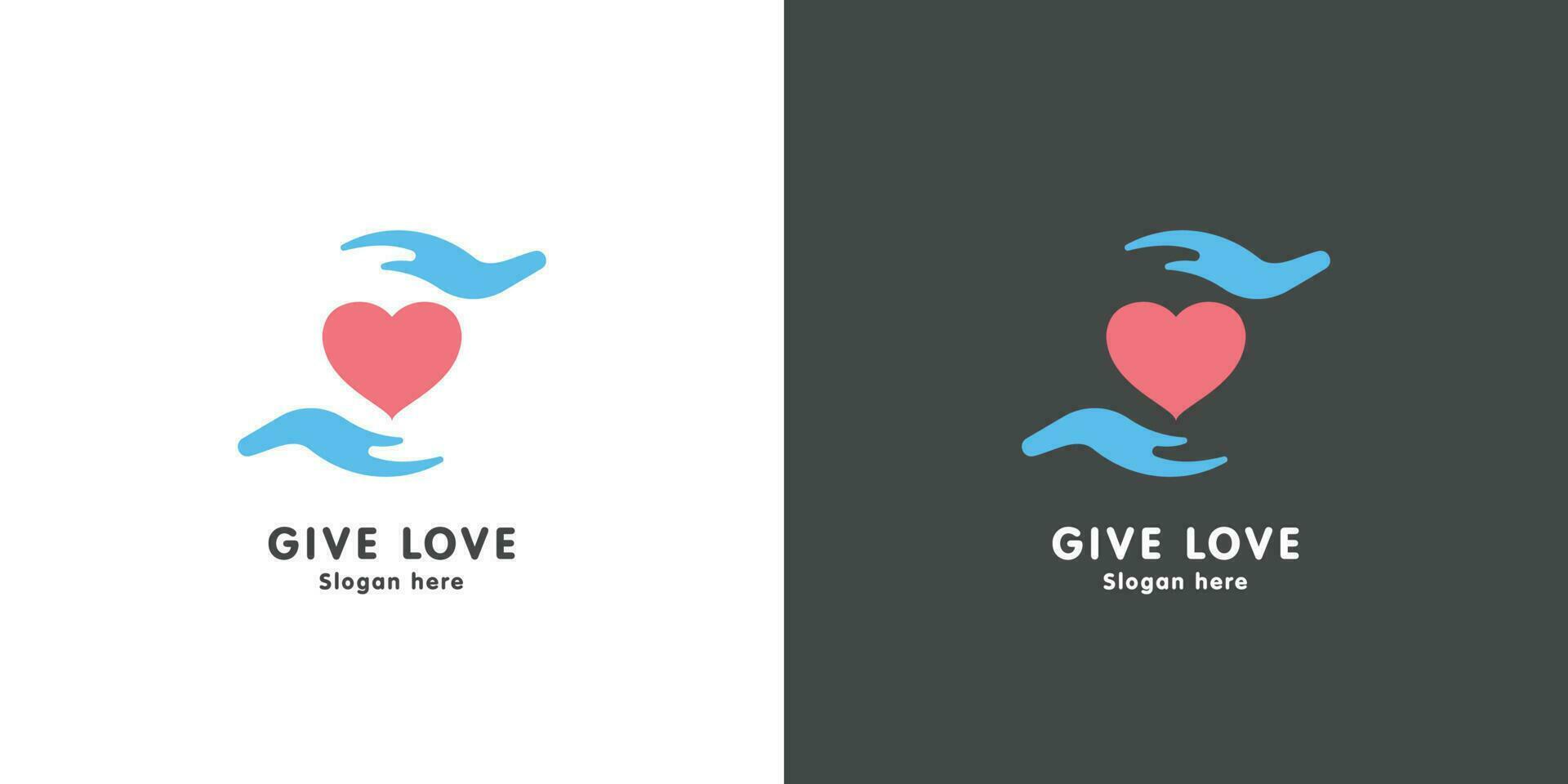 logotipo Projeto ilustração dando amor Cuidado afeição. silhueta do mão gesto dando amor coração. simples plano Projeto estilo vetor