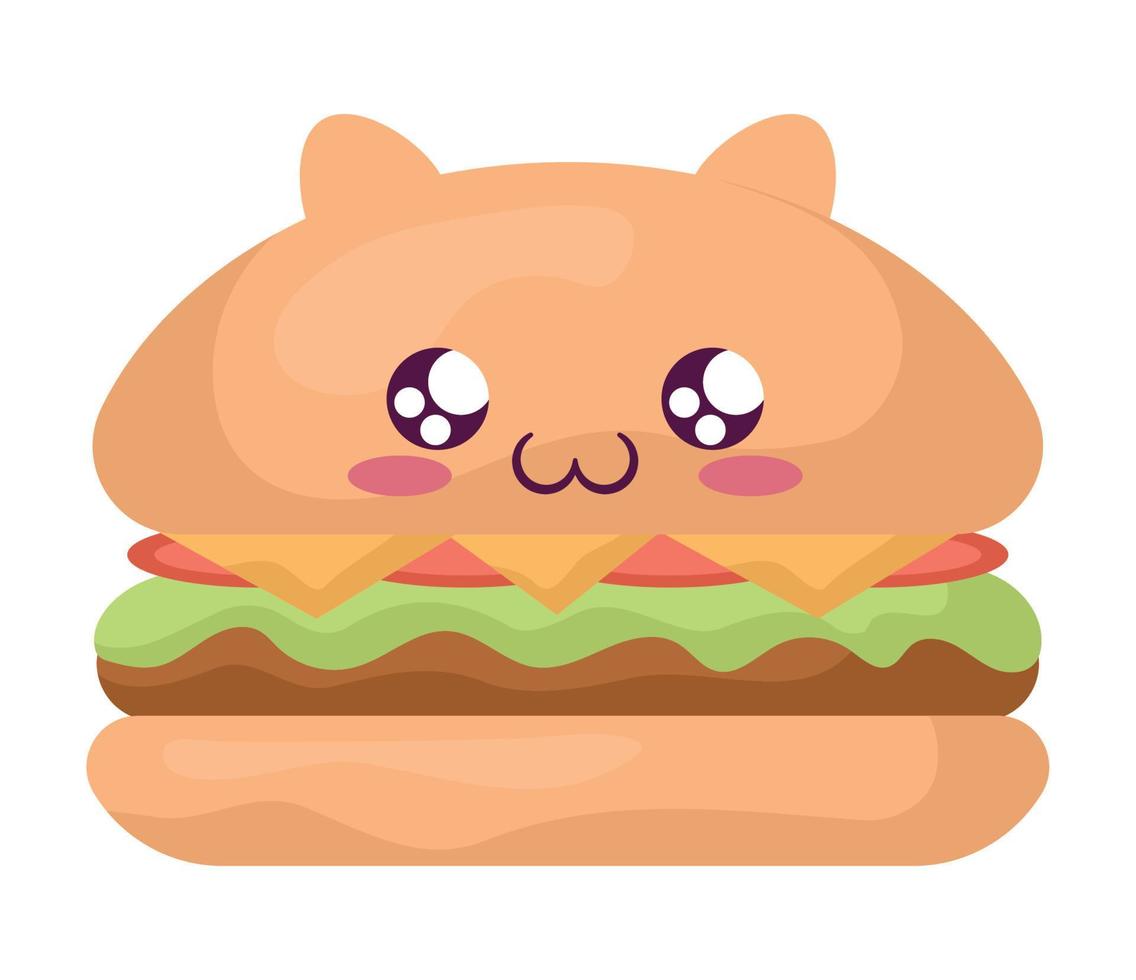 kawaii Hamburger Projeto vetor