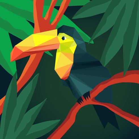 Origami Animals Toucan Estilo Tropical Ilustração Vetorial vetor