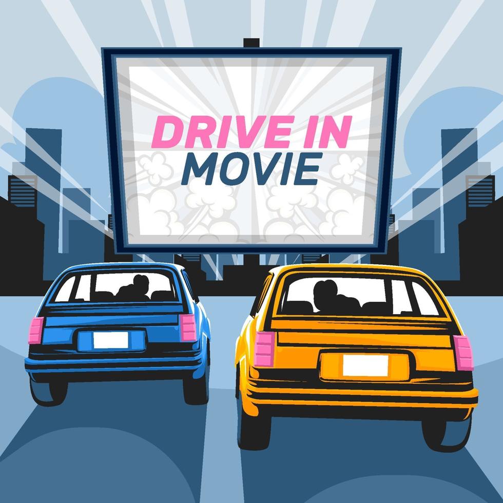 conceito de filme drive-in vetor