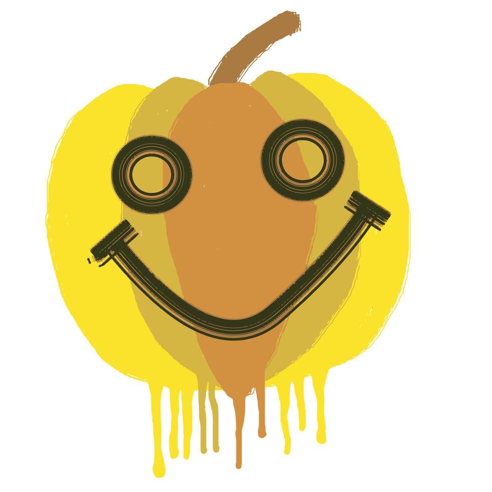 sorridente abóboras emoticon pintado usando uma colorida pintura escova vetor