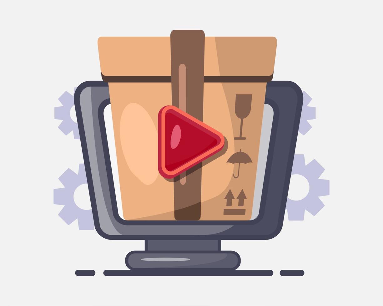 ilustração do ícone do conceito de vídeo unboxing vetor