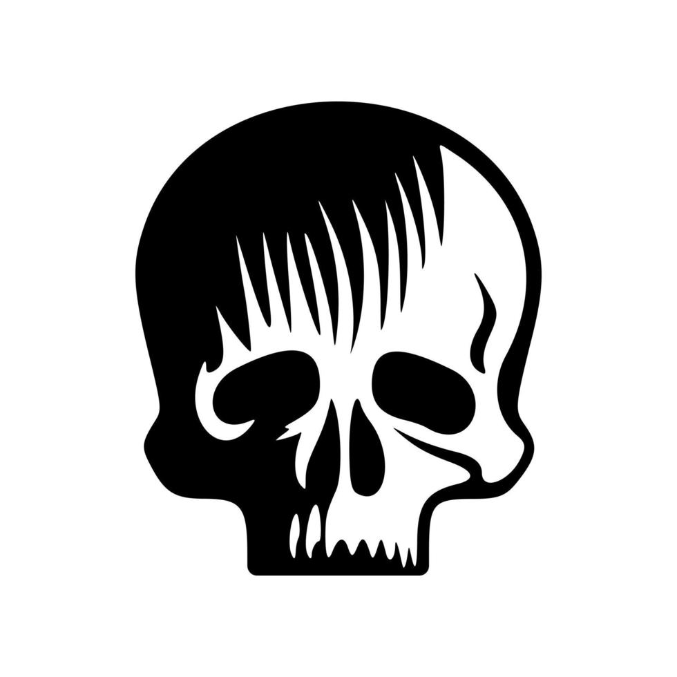 uma vetor logotipo apresentando uma branco e Preto crânio.