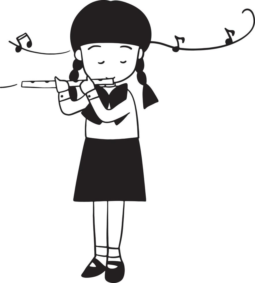 menina jogando música desenho animado rabisco kawaii animê coloração página fofa ilustração clipart personagem chibi mangá quadrinho desenhando linha arte livre baixar png imagem vetor