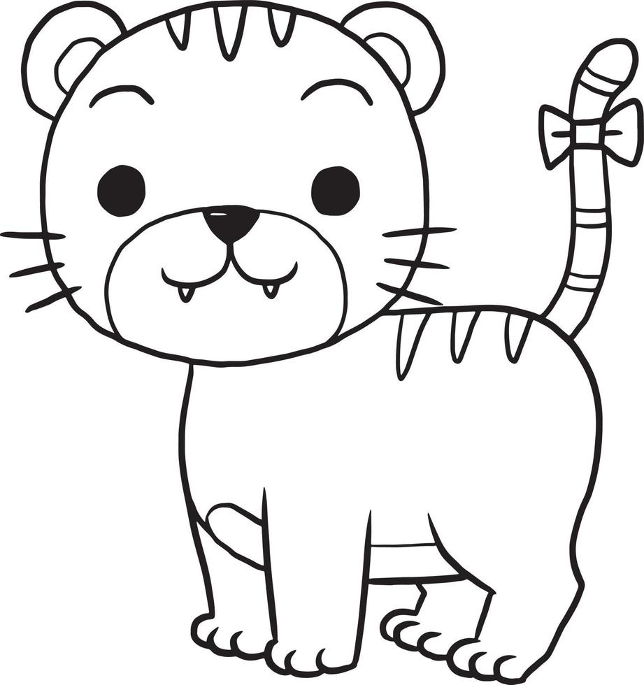 tigre animal desenho animado rabisco kawaii animê coloração página fofa ilustração desenhando grampo arte personagem chibi mangá quadrinho vetor