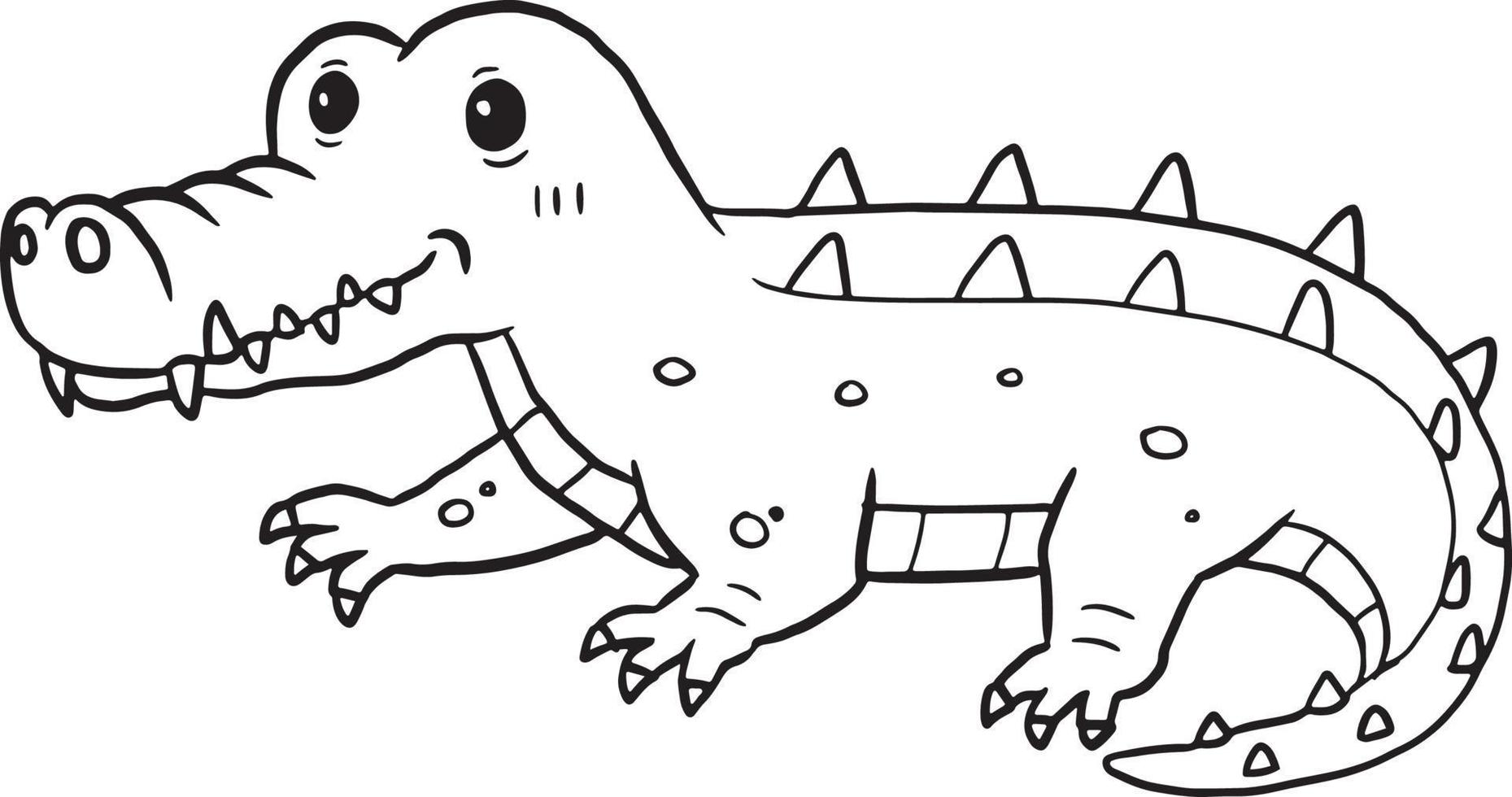crocodilo animal desenho animado rabisco kawaii animê coloração página fofa ilustração desenhando grampo arte personagem chibi mangá quadrinho vetor