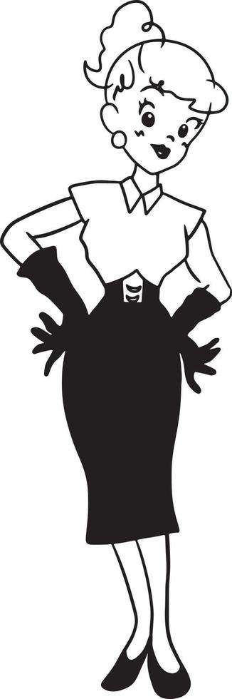 mulher moda perfil logotipo desenho animado rabisco kawaii animê coloração página fofa ilustração desenhando grampo arte personagem chibi mangá quadrinho vetor
