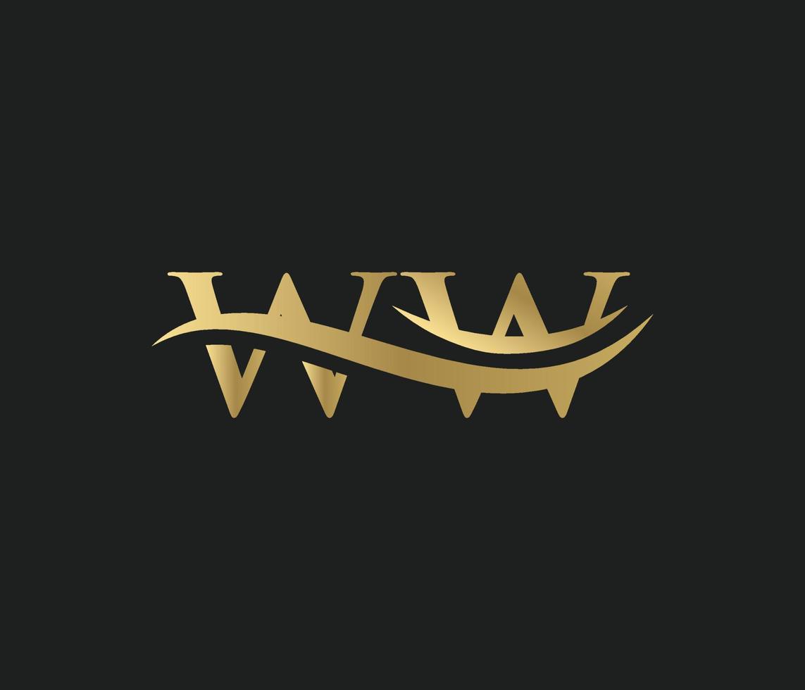 carta W W ligado onda logotipo vetor