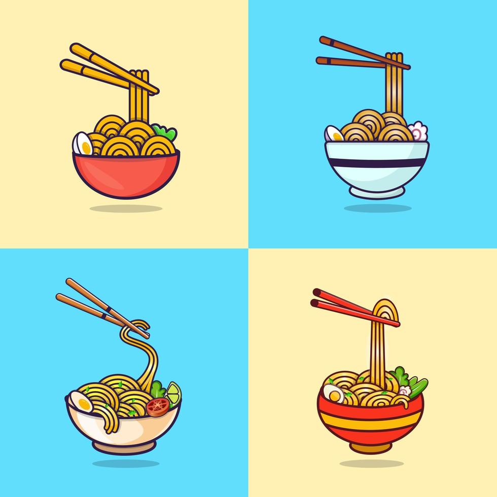 conjunto do pho com Macarrão alta qualidade ilustração, melhor delicioso ásia comida, Prêmio vetor com alta qualidade delicioso pho ilustração vetor Projeto.