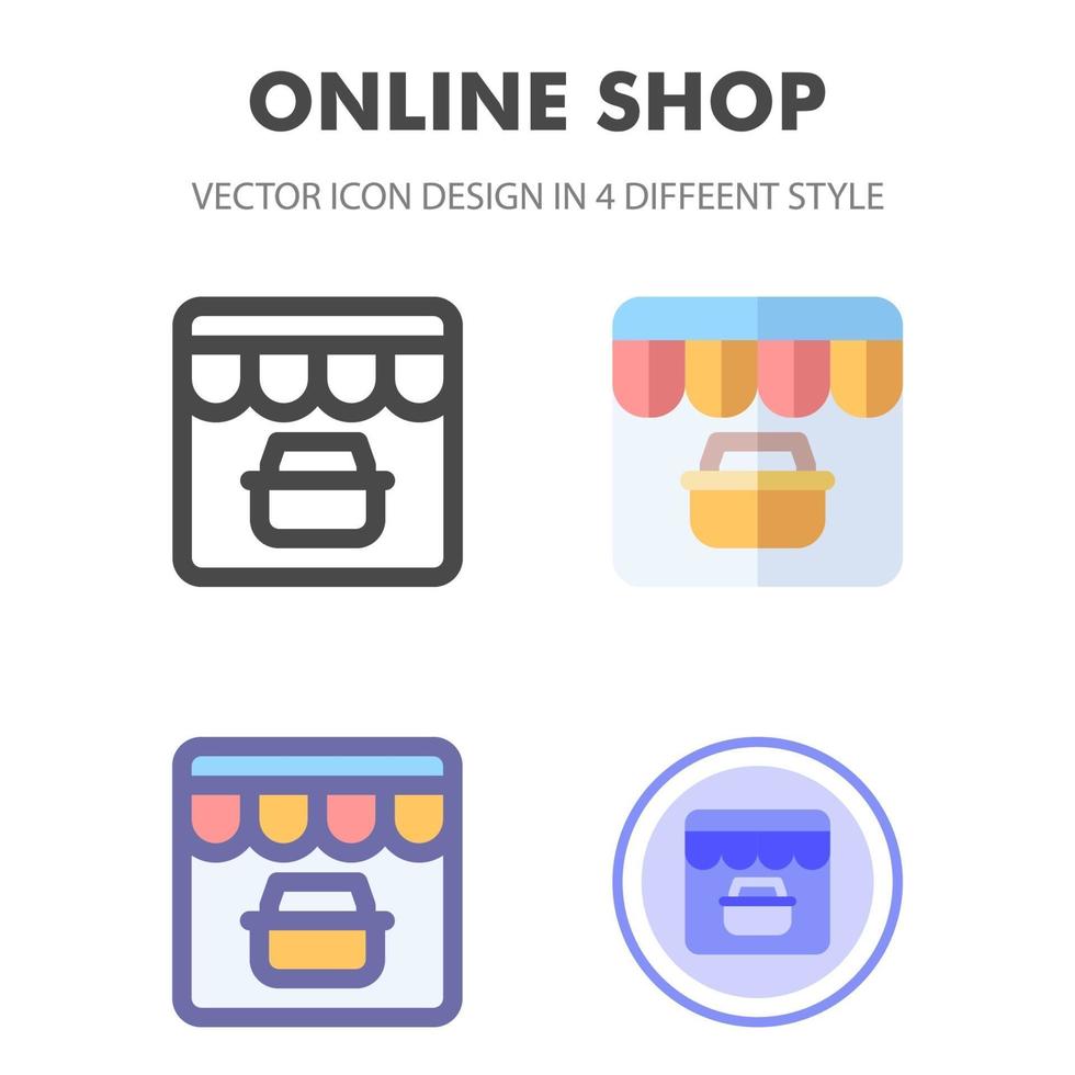 pacote de ícones da loja online em diferentes estilos vetor