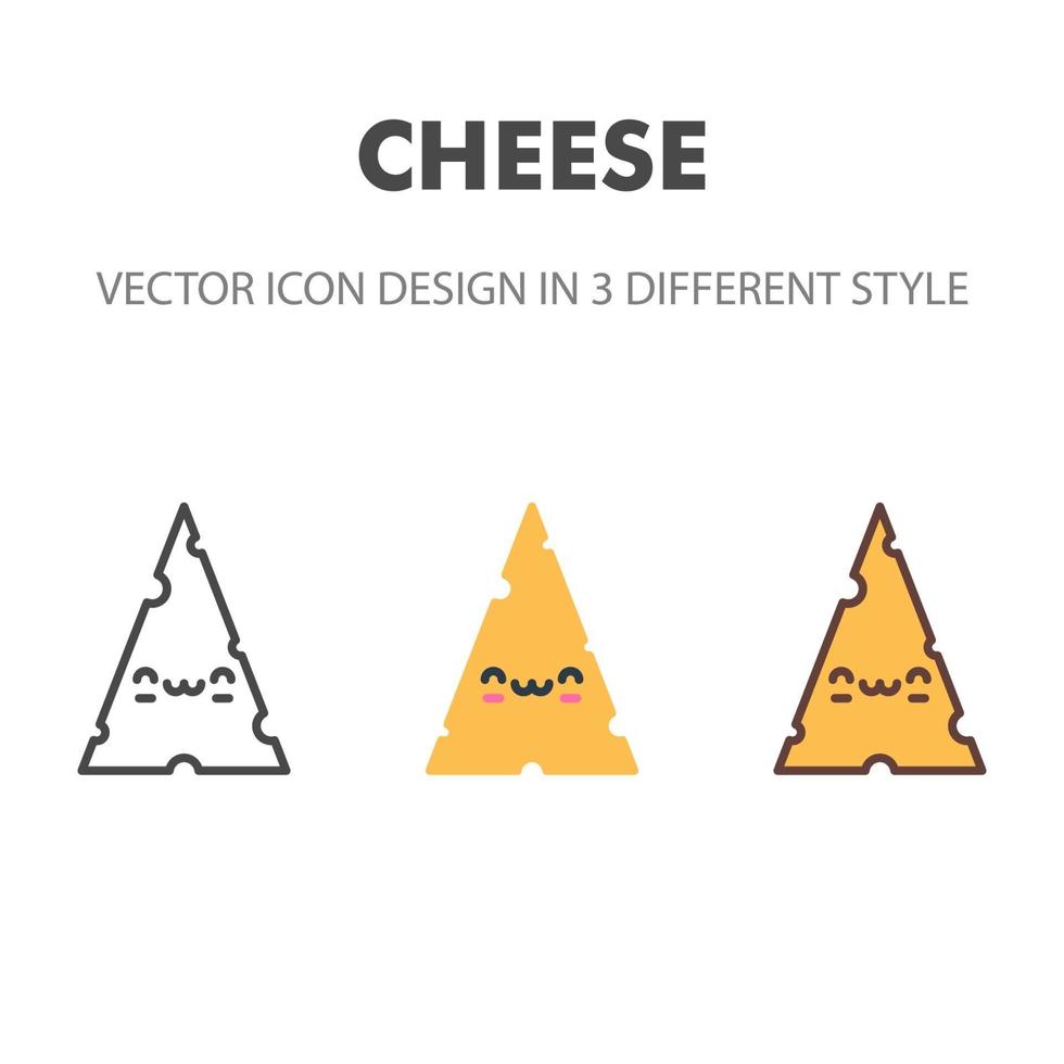 ícone de queijo. kawai e ilustração de comida fofa. para o design do seu site, logotipo, aplicativo, interface do usuário. ilustração de gráficos vetoriais e curso editável. eps 10. vetor