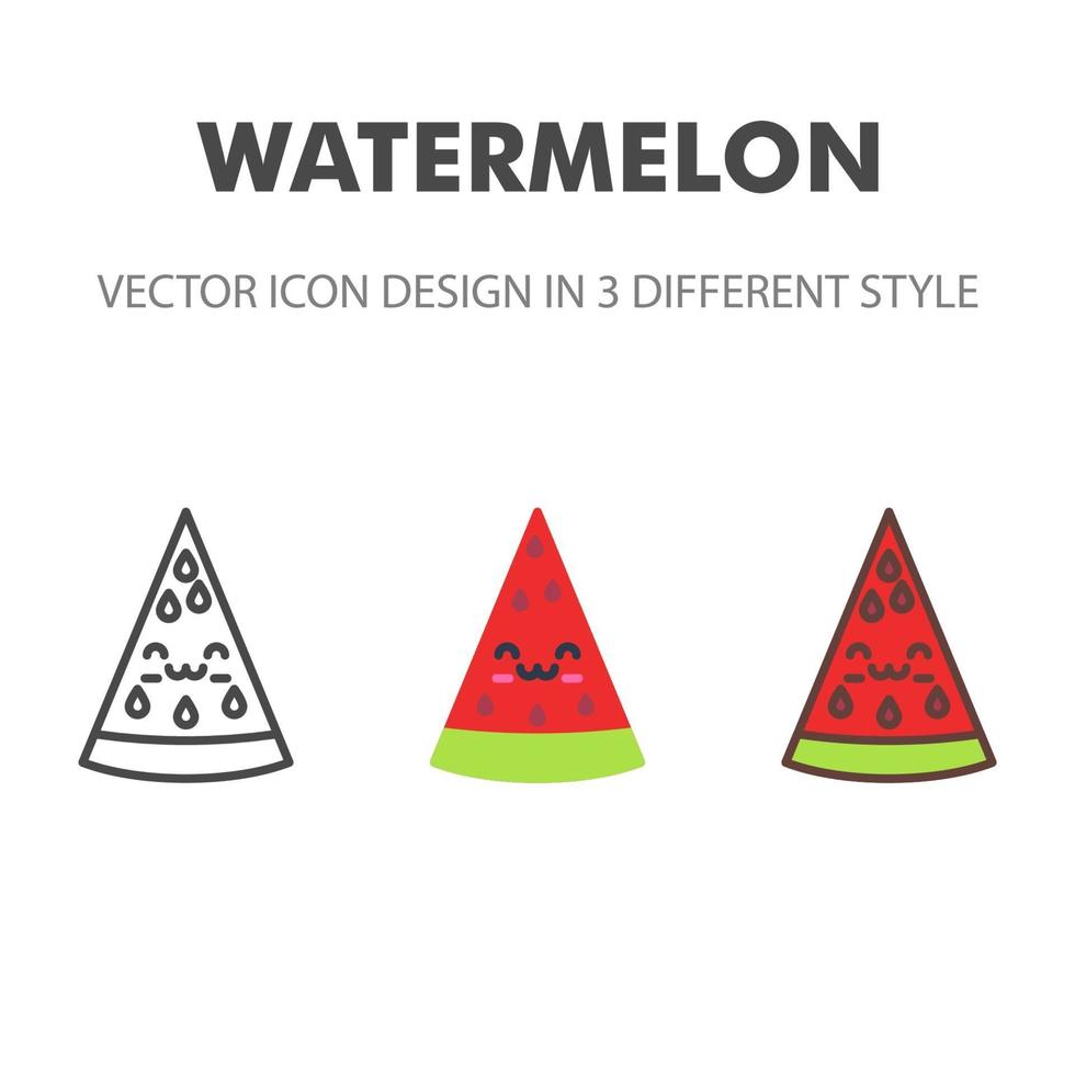 ícone de melancia. kawai e ilustração de comida fofa. para o design do seu site, logotipo, aplicativo, interface do usuário. ilustração de gráficos vetoriais e curso editável. eps 10. vetor