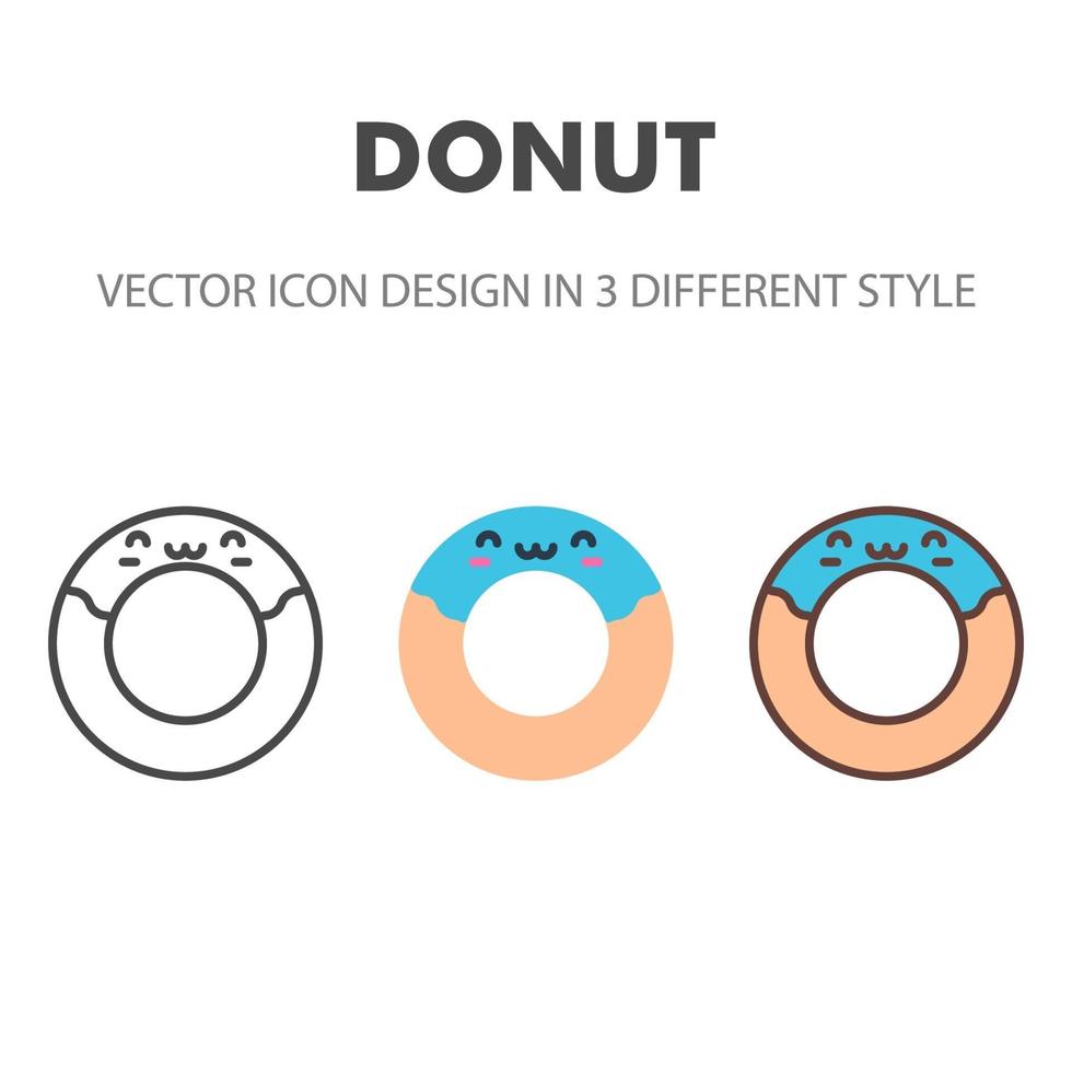 ícone de donut. kawai e ilustração de comida fofa. para o design do seu site, logotipo, aplicativo, interface do usuário. ilustração de gráficos vetoriais e curso editável. eps 10. vetor