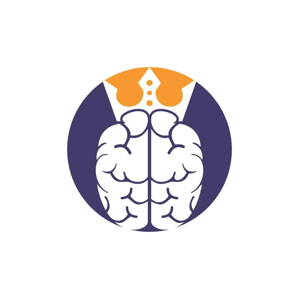 design de logotipo de vetor de rei inteligente. cérebro humano com design de ícone de coroa.