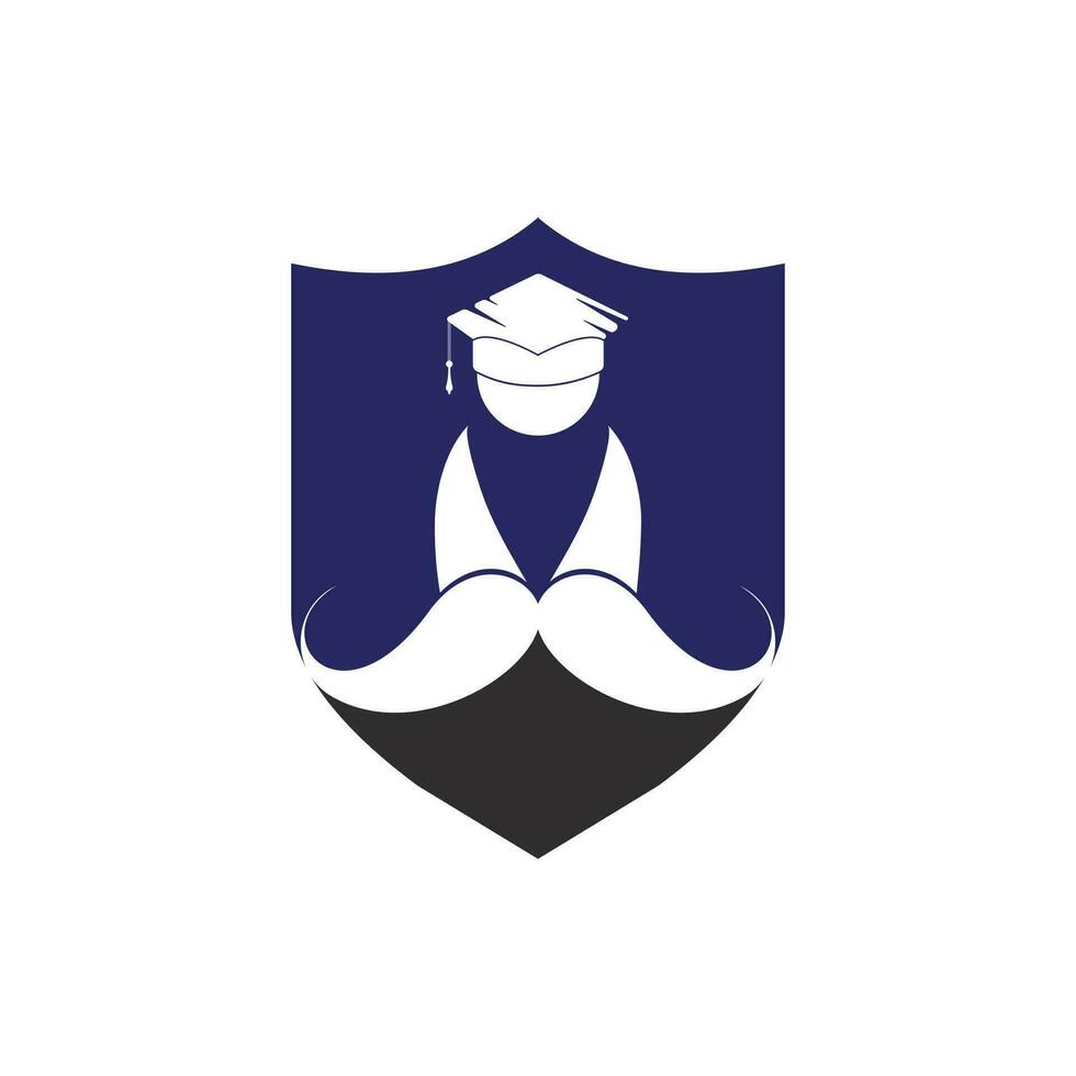 Forte Educação logotipo Projeto modelo. aluna com bigode ícone logotipo Projeto. vetor