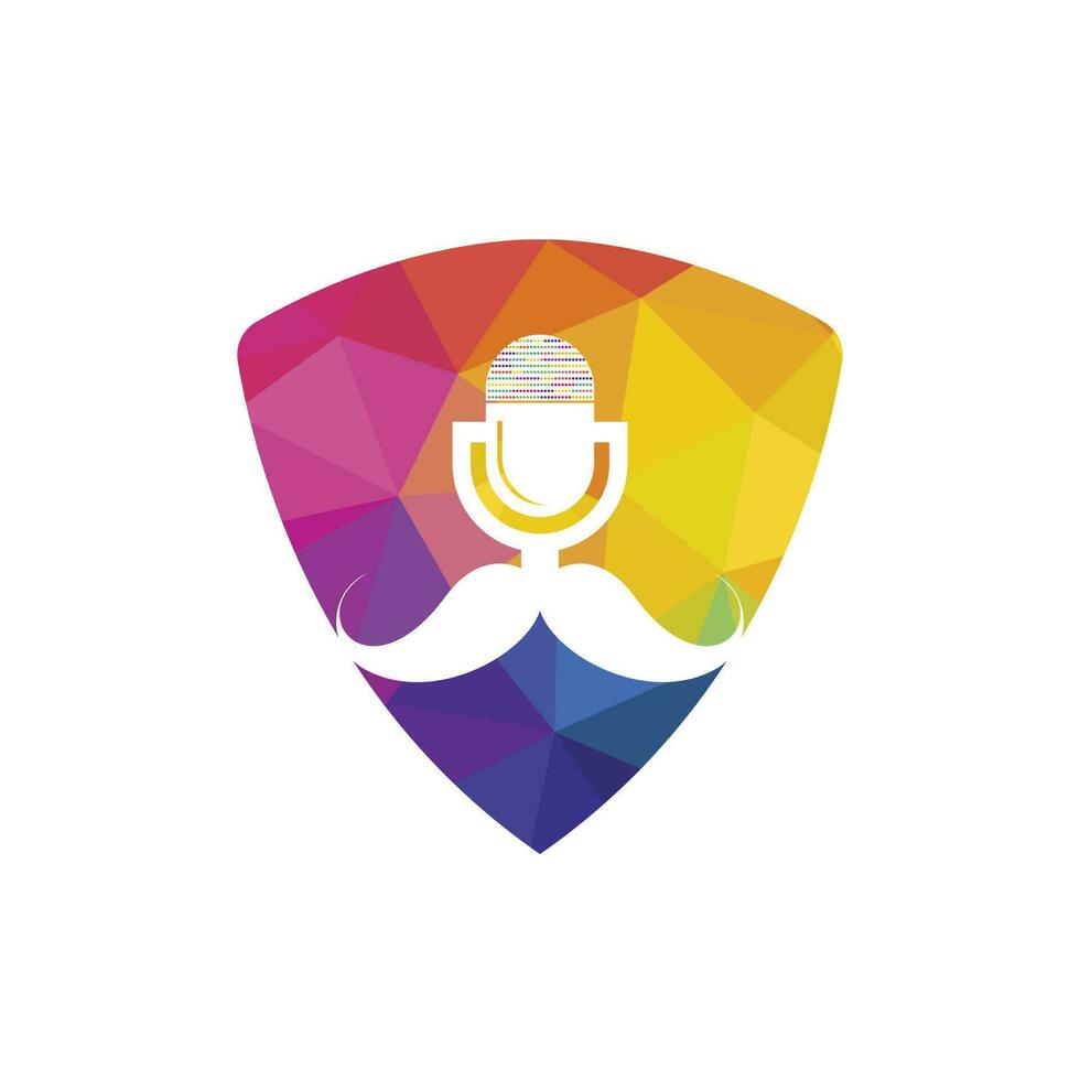 modelo de design de logotipo de podcast de cavalheiro. ícone de podcast de bigode. vetor