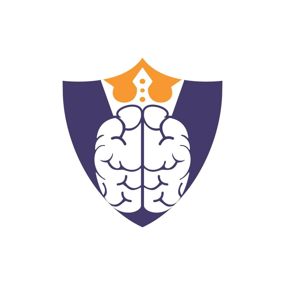 design de logotipo de vetor de rei inteligente. cérebro humano com design de ícone de coroa.