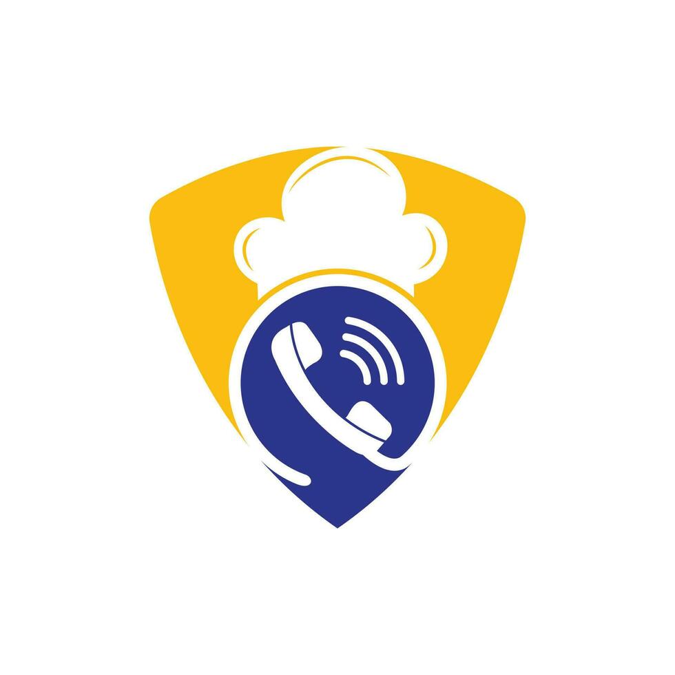 design de logotipo de vetor de chef de telefone. monofone e design de ícone de chapéu de chef.