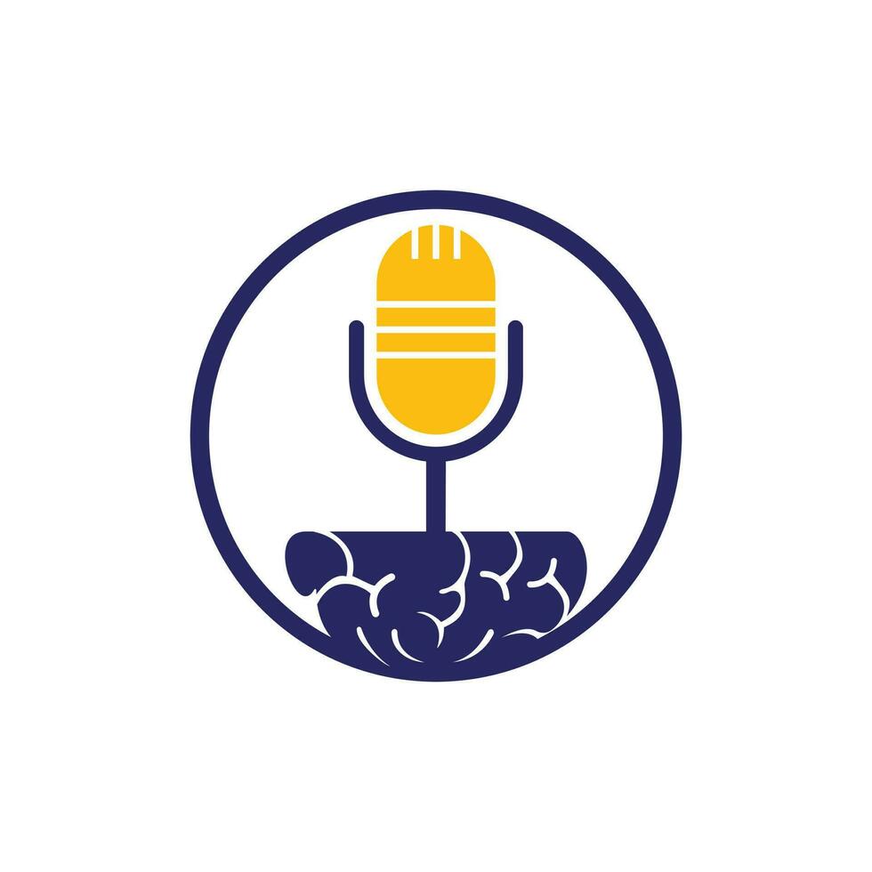 design de logotipo de podcast cerebral. ilustração em vetor modelo de logotipo de negócios de entretenimento de transmissão.