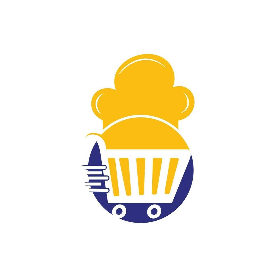 carrinho de compras de negócios de ilustração com modelo de design de logotipo de sinal de chapéu de chef. vetor