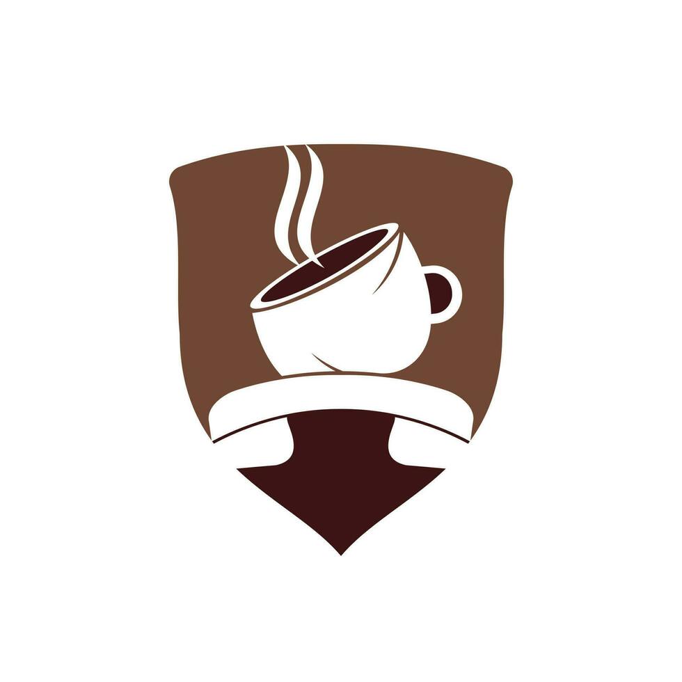 design de logotipo de vetor de chamada de café. ícone de fone e copo.