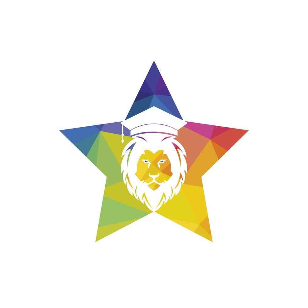design de logotipo de vetor de estudante leão. conceito de logotipo da academia do leão.