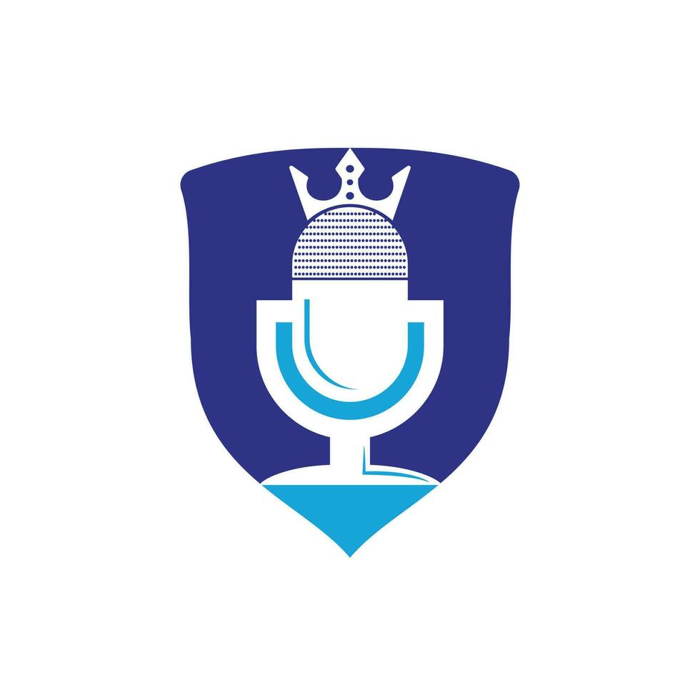 design de logotipo de vetor de rei de podcast. conceito de design de logotipo de música rei.