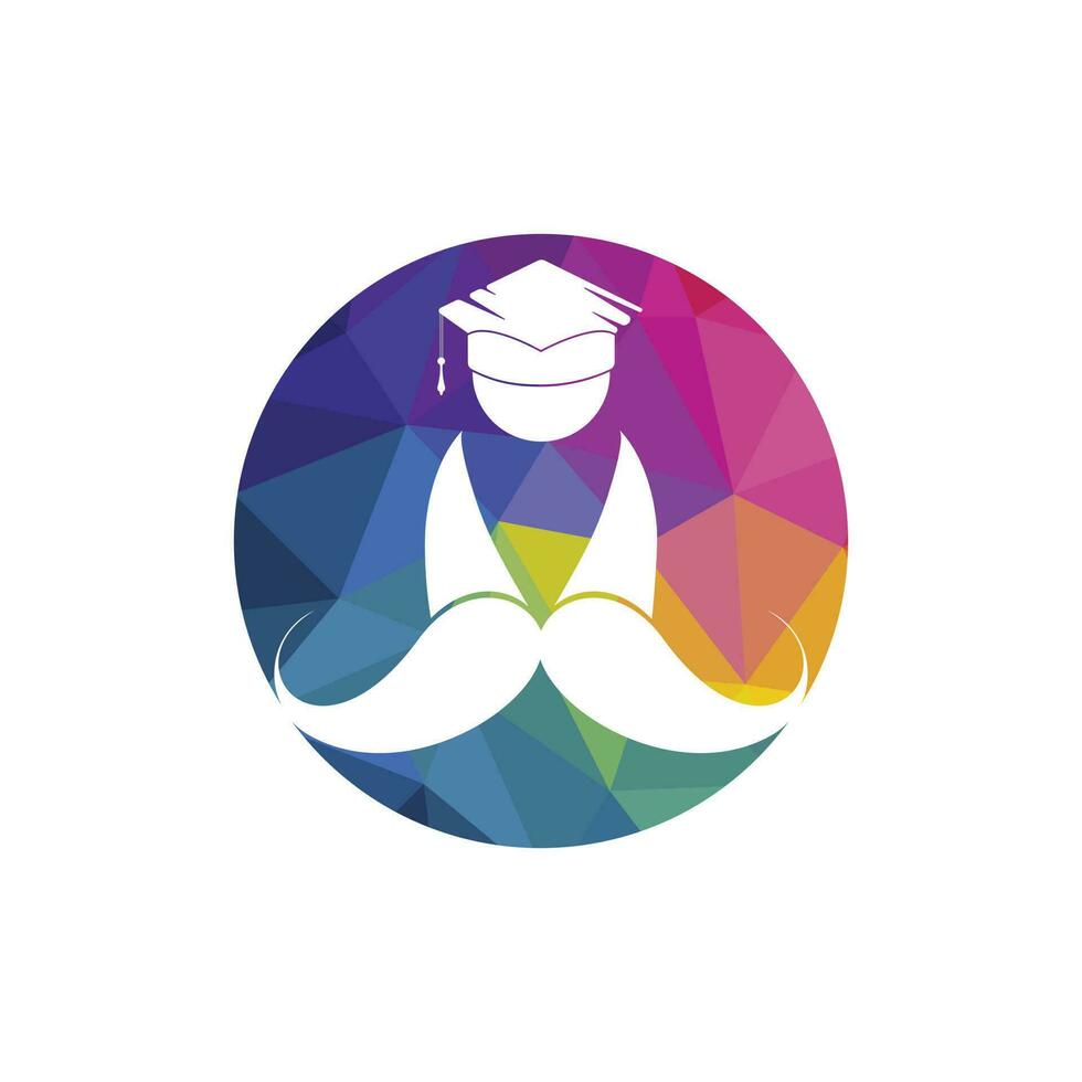 Forte Educação logotipo Projeto modelo. aluna com bigode ícone logotipo Projeto. vetor