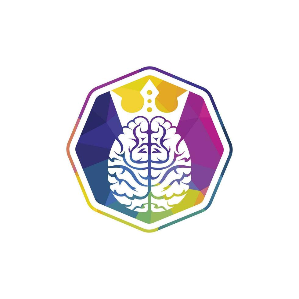 design de logotipo de vetor de rei inteligente. cérebro humano com design de ícone de coroa.