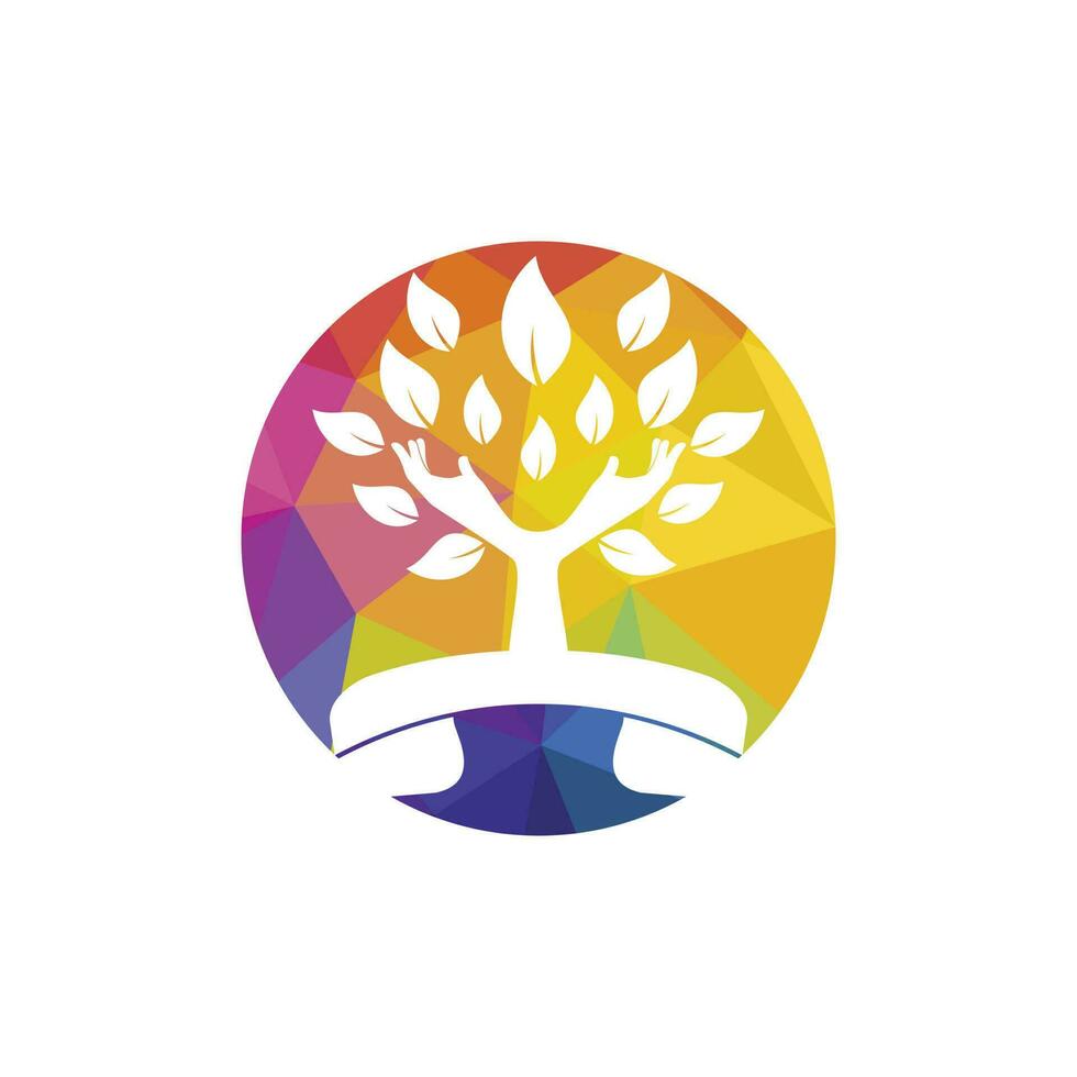 design de logotipo de vetor de chamada de natureza. modelo de design de ícone de fone e árvore de mão.
