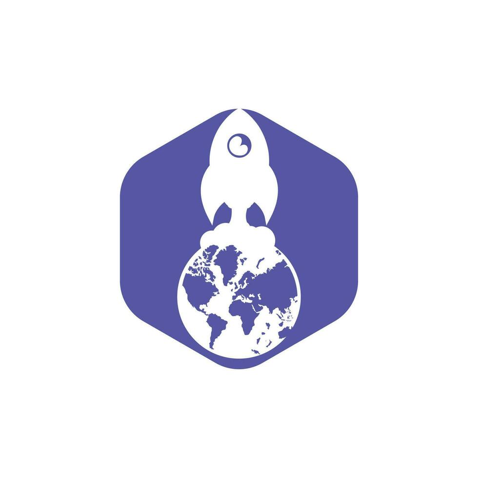 modelo de design de logotipo de vetor de foguete globo. conceito de logotipo de conexão rápida.